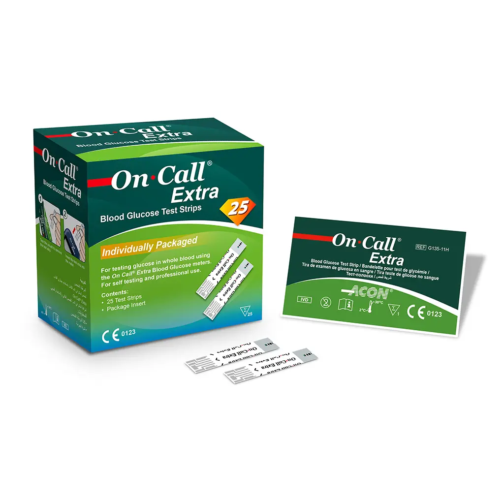 Que thử đường huyết (Oncall Extra Blood Glucose Test Strip) (Hộp 25 test)