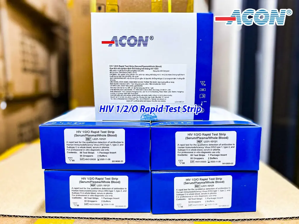 Que thử xét nghiệm định tính kháng thể kháng HIV 1/2/O (HIV 1/2/O Rapid Test Strip-Serum/Plasma/Whole Blood) (Hộp 50 test)