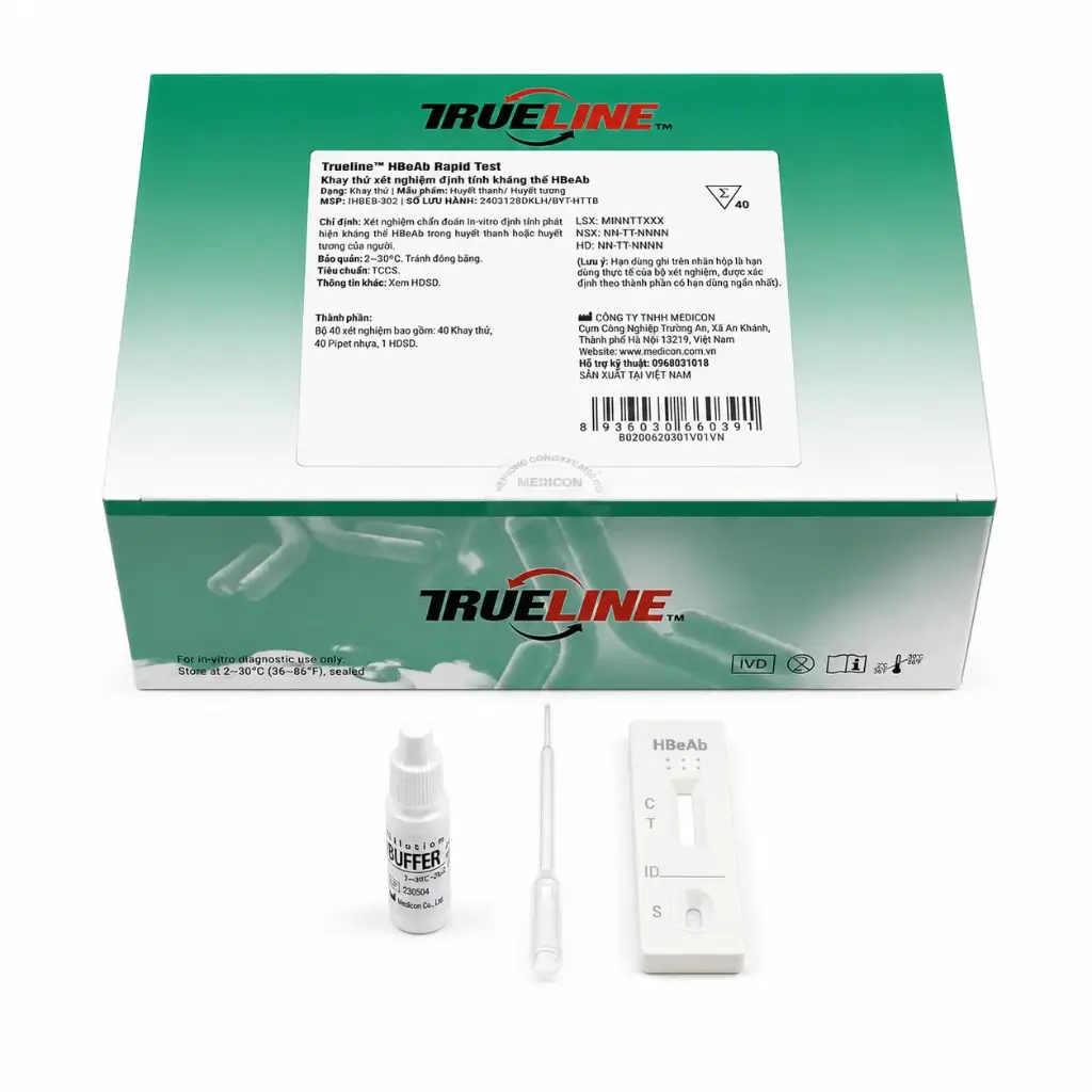 Khay thử xét nghiệm định tính kháng thể HBeAb [Trueline™ HBeAb Rapid Test]