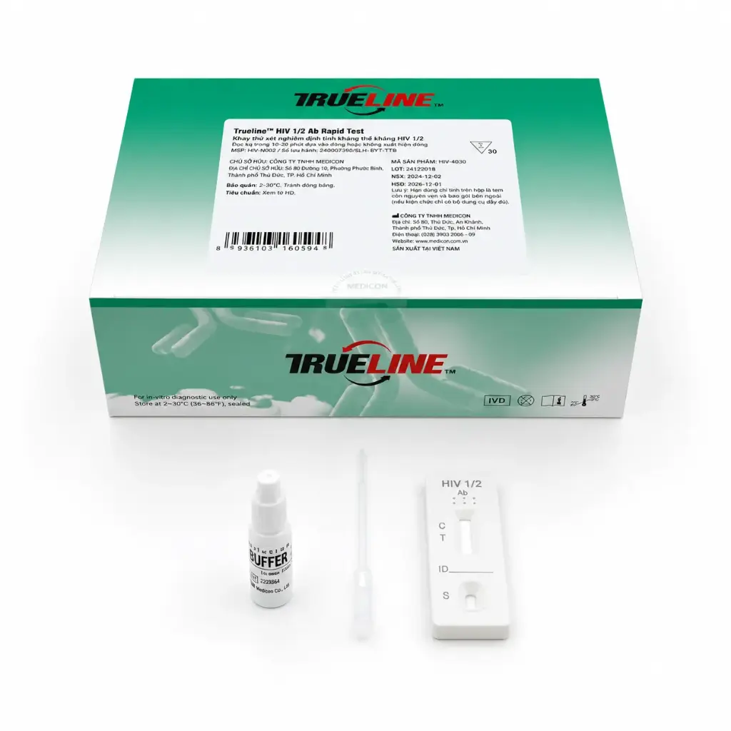 Khay thử xét nghiệm định tính kháng thể kháng HIV 1/2 [Trueline™ HIV 1/2 Ab Rapid Test]