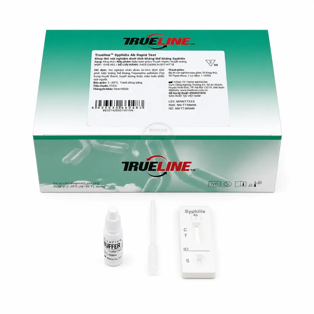 Khay thử xét nghiệm định tính kháng thể kháng Syphilis [Trueline™ Syphilis Ab Rapid Test]