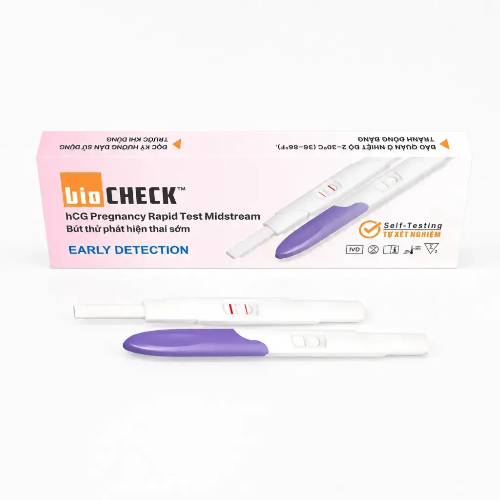 Bút thử phát hiện thai sớm [Biocheck™ hCG Pregnancy Rapid Test Midstream]