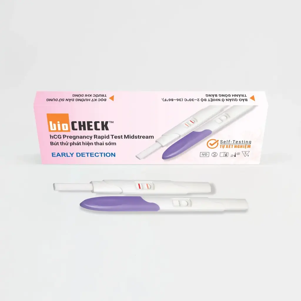 Biocheck™ hCG Pregnancy Rapid Test Midstream (Hộp 50*1 Test)