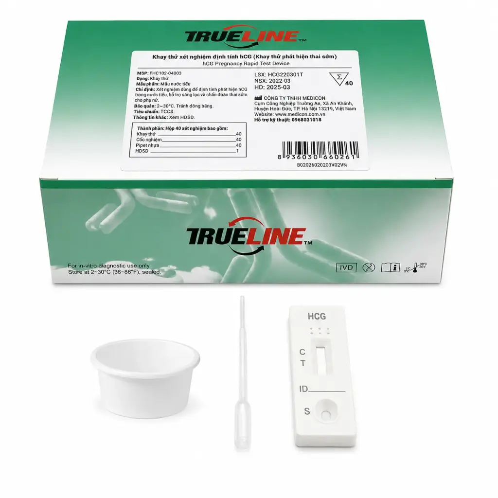 Khay thử phát hiện thai sớm [Biocheck™ hCG Pregnancy Rapid Test Device]