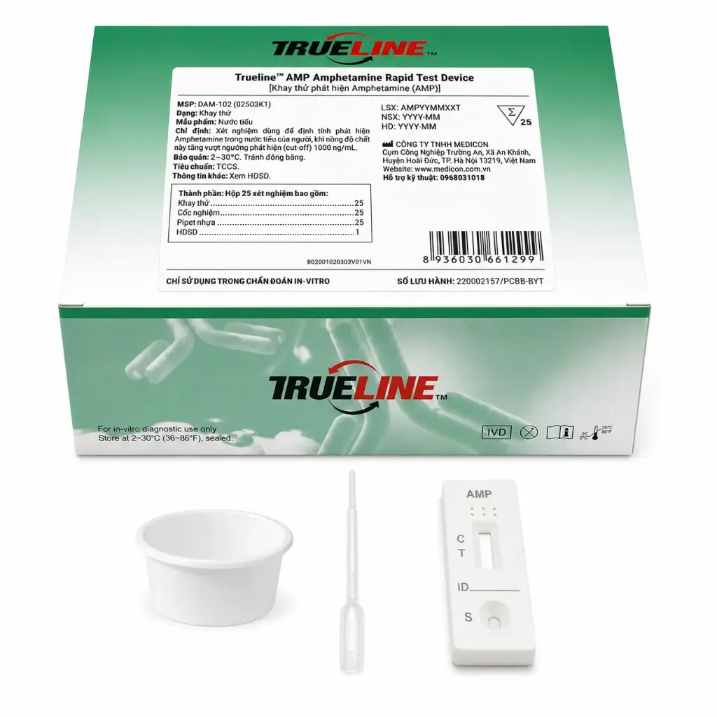 Khay thử xét nghiệm định tính Amphetamine [Trueline™ AMP Amphetamine Rapid Test Device]