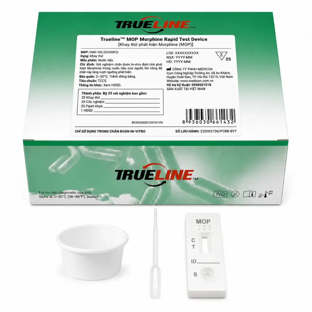 Khay thử xét nghiệm định tính Morphine [Trueline™ MOP Morphine Rapid Test Device]