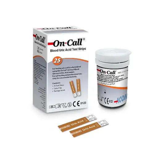 [G134-11D] Que thử đường huyết và axit uric (Oncall Blood Uric Acid Test Strip) (Hộp 25 test) (Box 25)