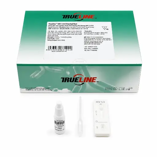 [IHIB-T402] Khay thử xét nghiệm định tính kháng thể kháng HIV 1/2/O [Trueline™ HIV 1/2/O Ab Triline Rapid Test] (Hộp 40)