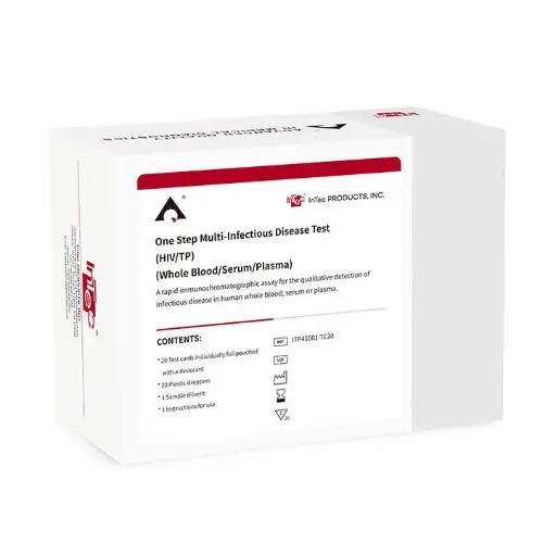 [ITP02006-DS50] Định tính phát hiện kháng thể kháng virus HIV tuýp 1 (bao gồm nhóm O) và/hoặc HIV tuýp 2 trong máu toàn phần, huyết thanh hoặc huyết tương của người (Rapid Anti-HIV Test - 50 test/hộp - dạng que) (50 xét nghiệm/hộp)
